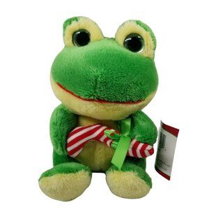 Christmas Frog Plush Stuffed Animal Toy Holding Candy Cane by Trimmerry 2012